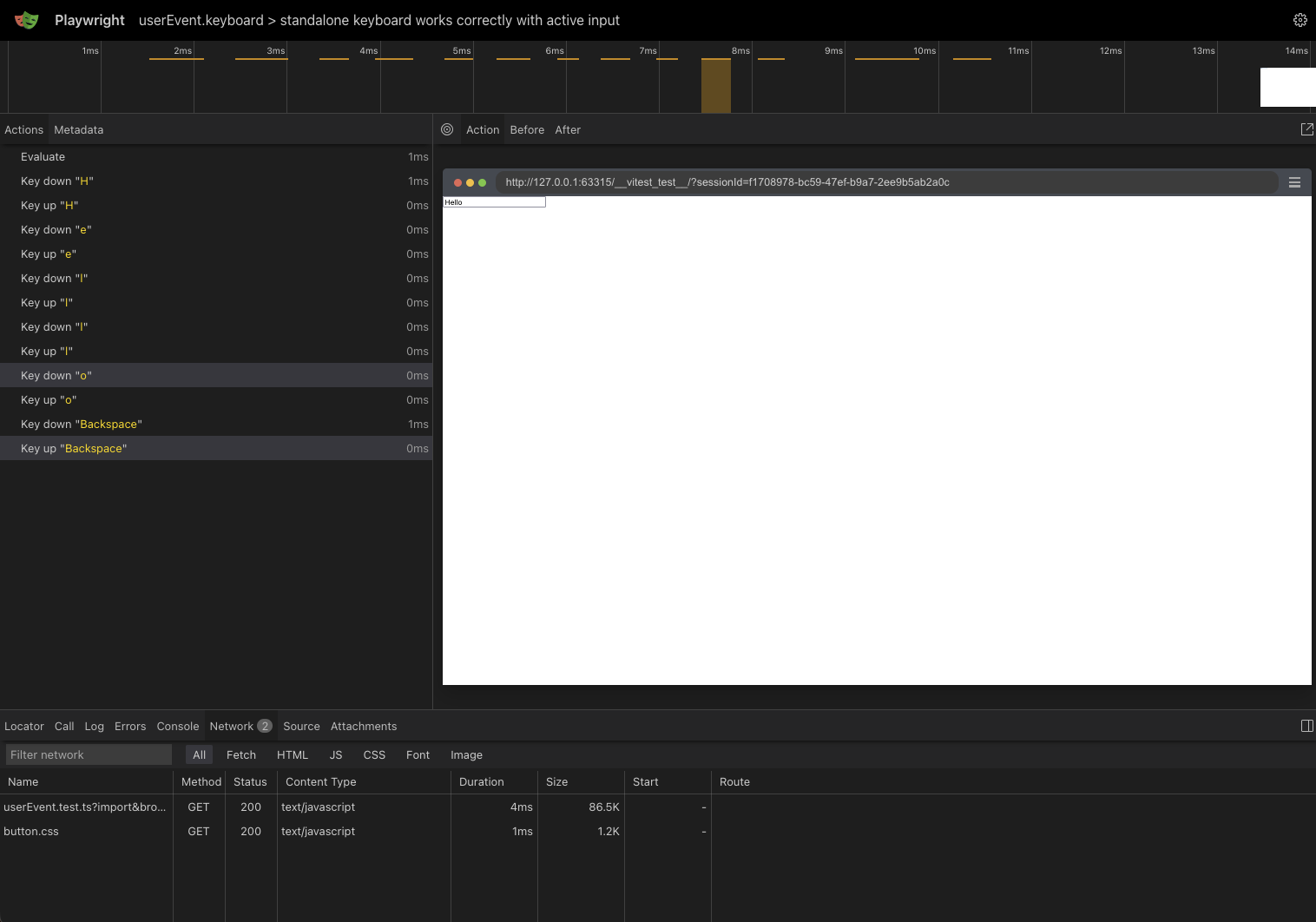 Playwright Traces interface